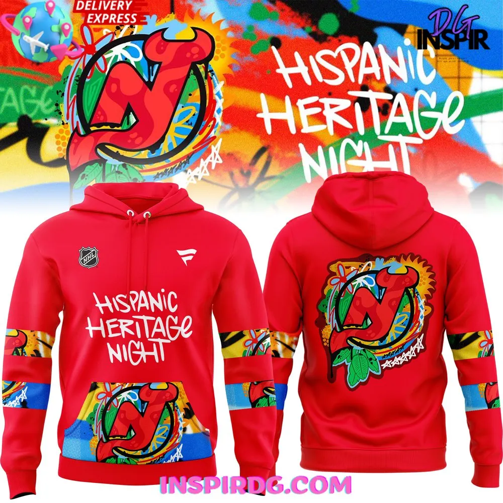 -New Jersey Devils Hispanic Heritage Night 2024 Red Hoodie