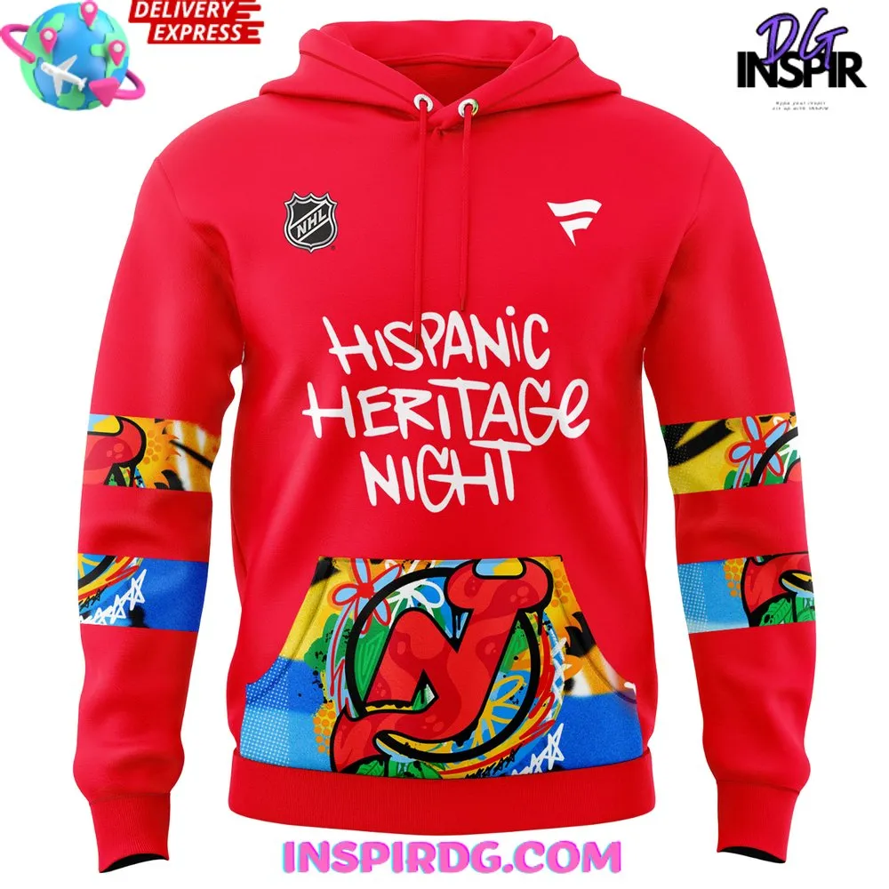 -New Jersey Devils Hispanic Heritage Night 2024 Red Hoodie