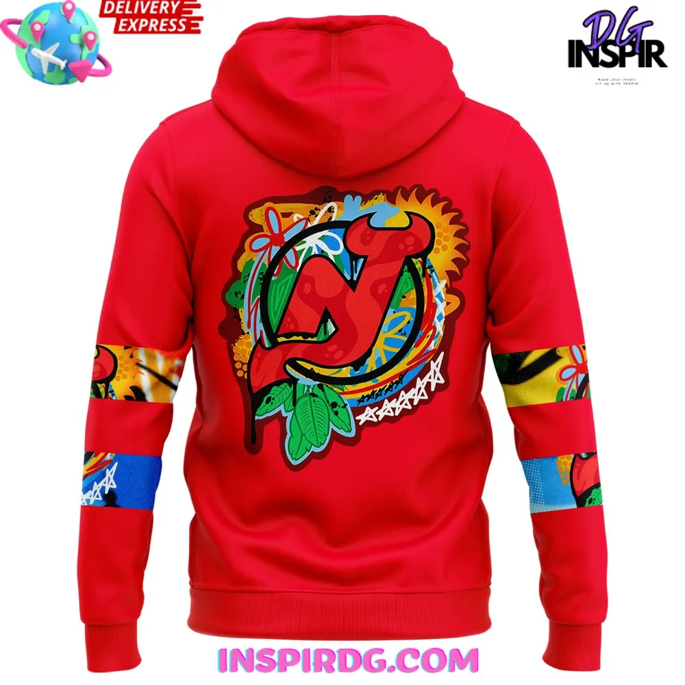 -New Jersey Devils Hispanic Heritage Night 2024 Red Hoodie