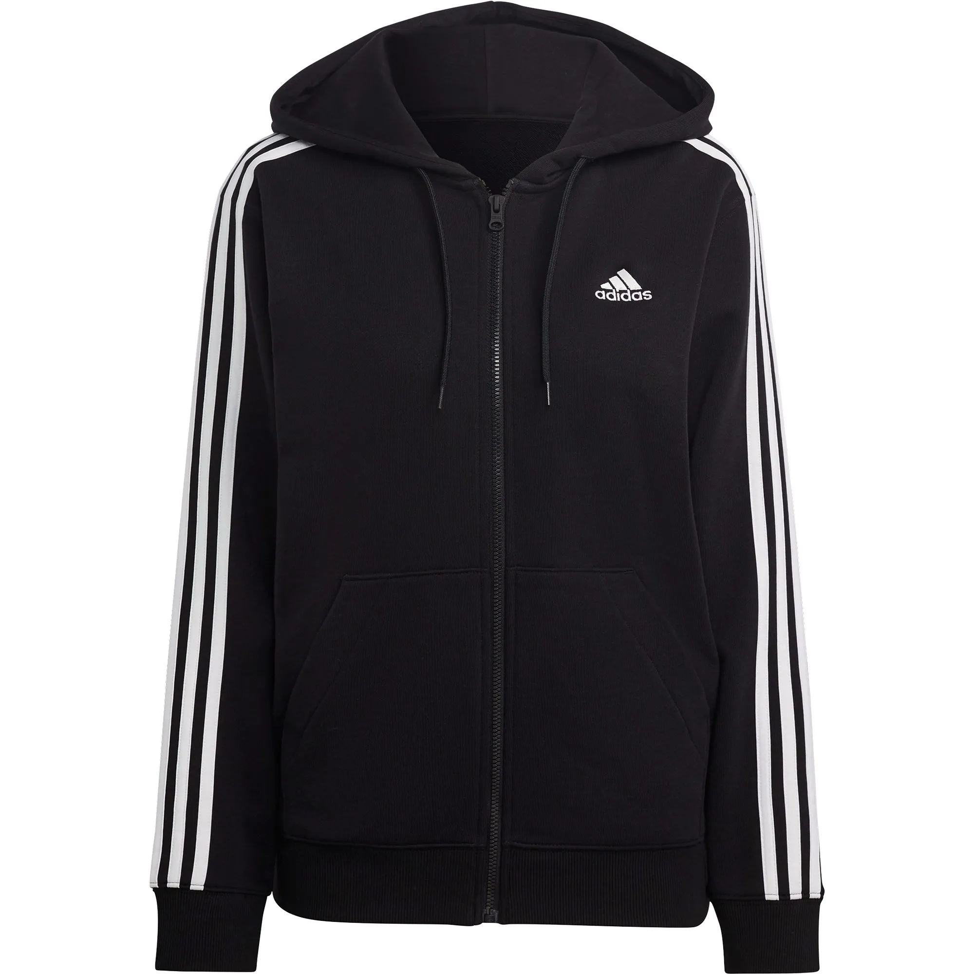 adidas - Essentials 3-Stripes French Terry Regular Full-Zip Hoodie Women black