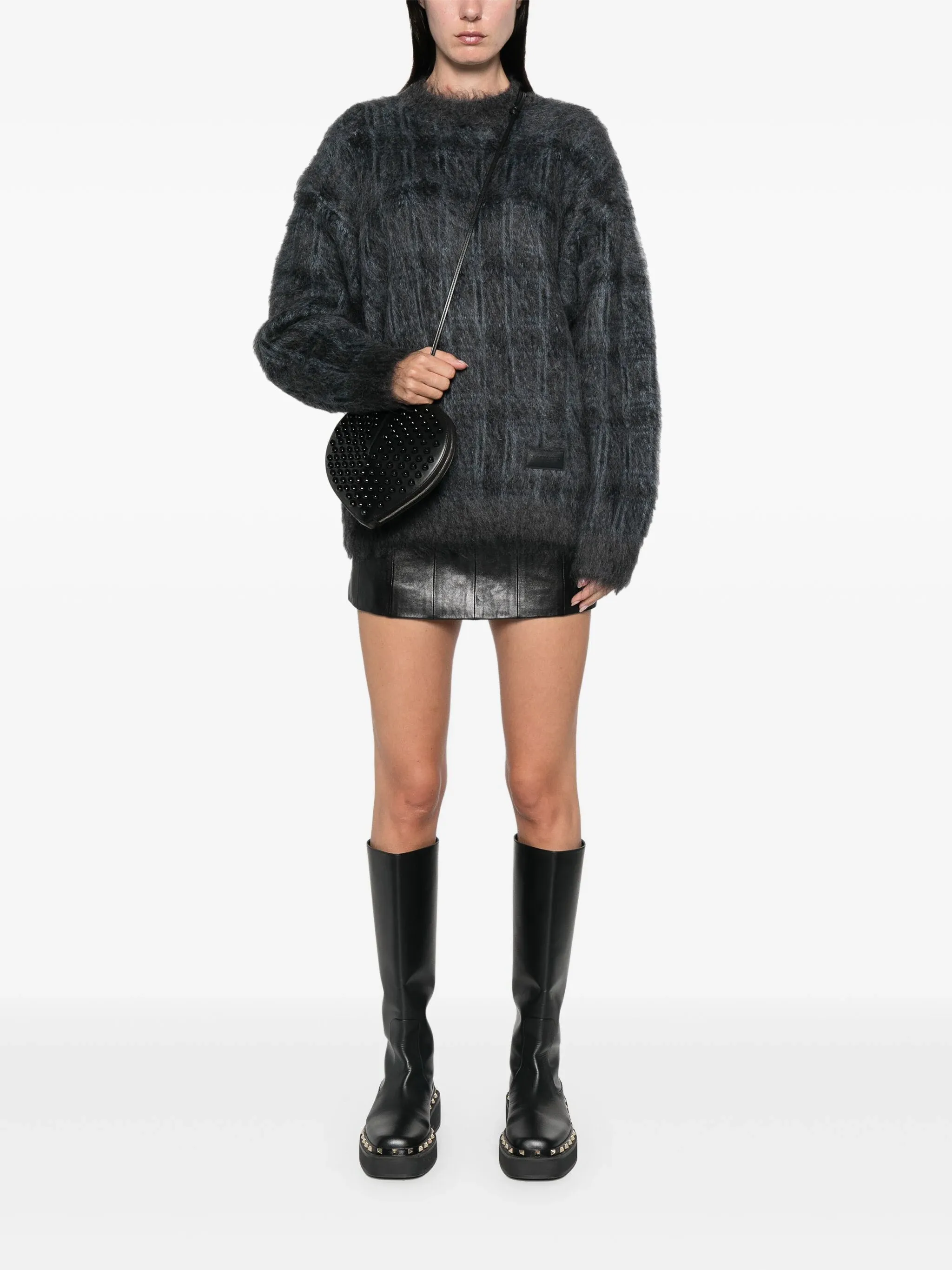 ALEXANDER WANG - Women Long Sleeve Pullover In Brushed Mohair Plaid