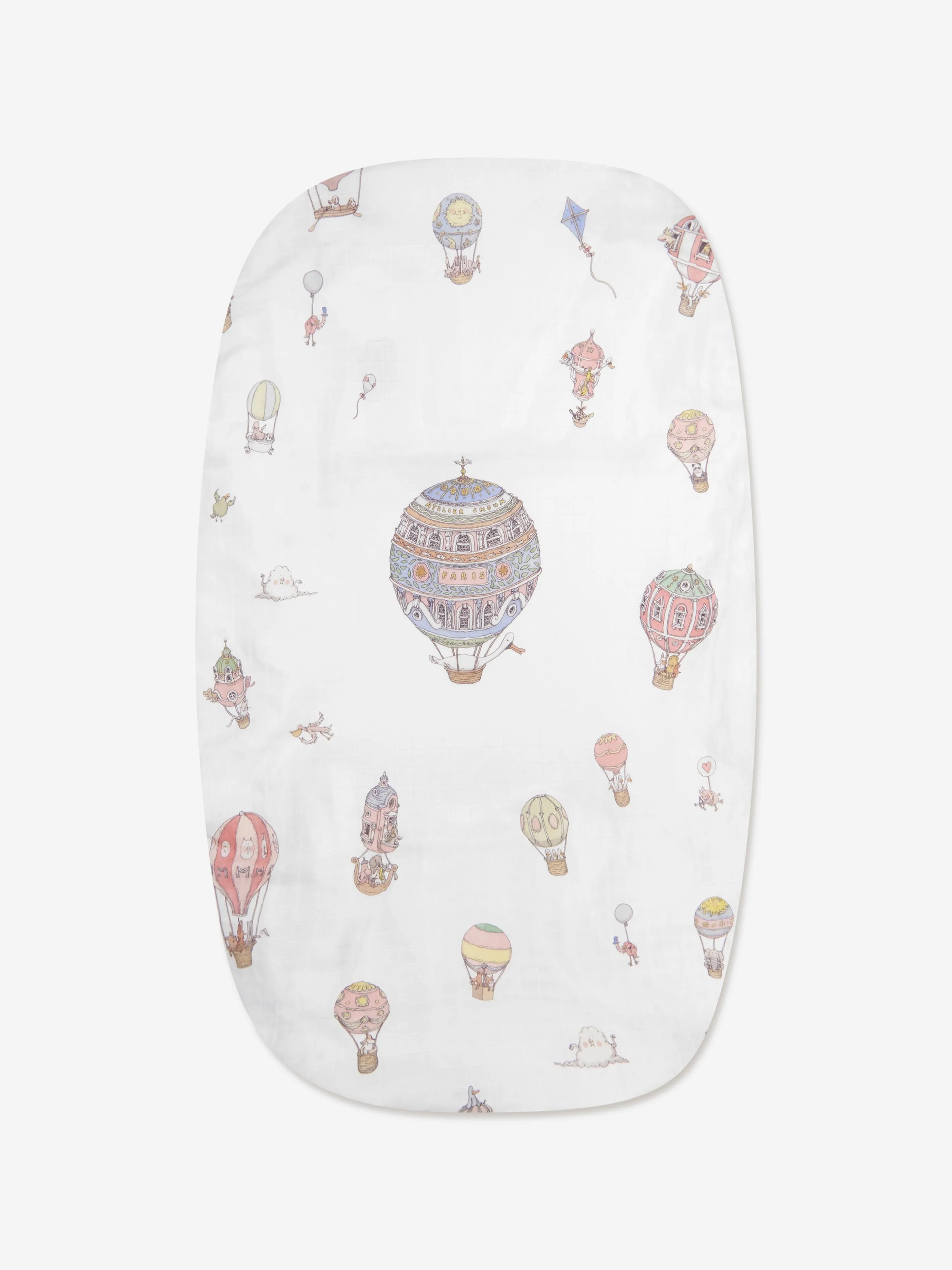 Atelier Choux Baby Hot Air Balloons Fitted Sheet in White