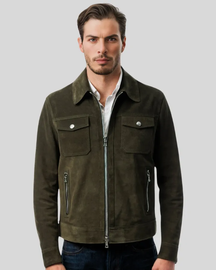 Atlas Olive Green Leather Jacket