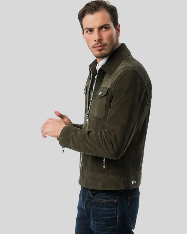 Atlas Olive Green Leather Jacket