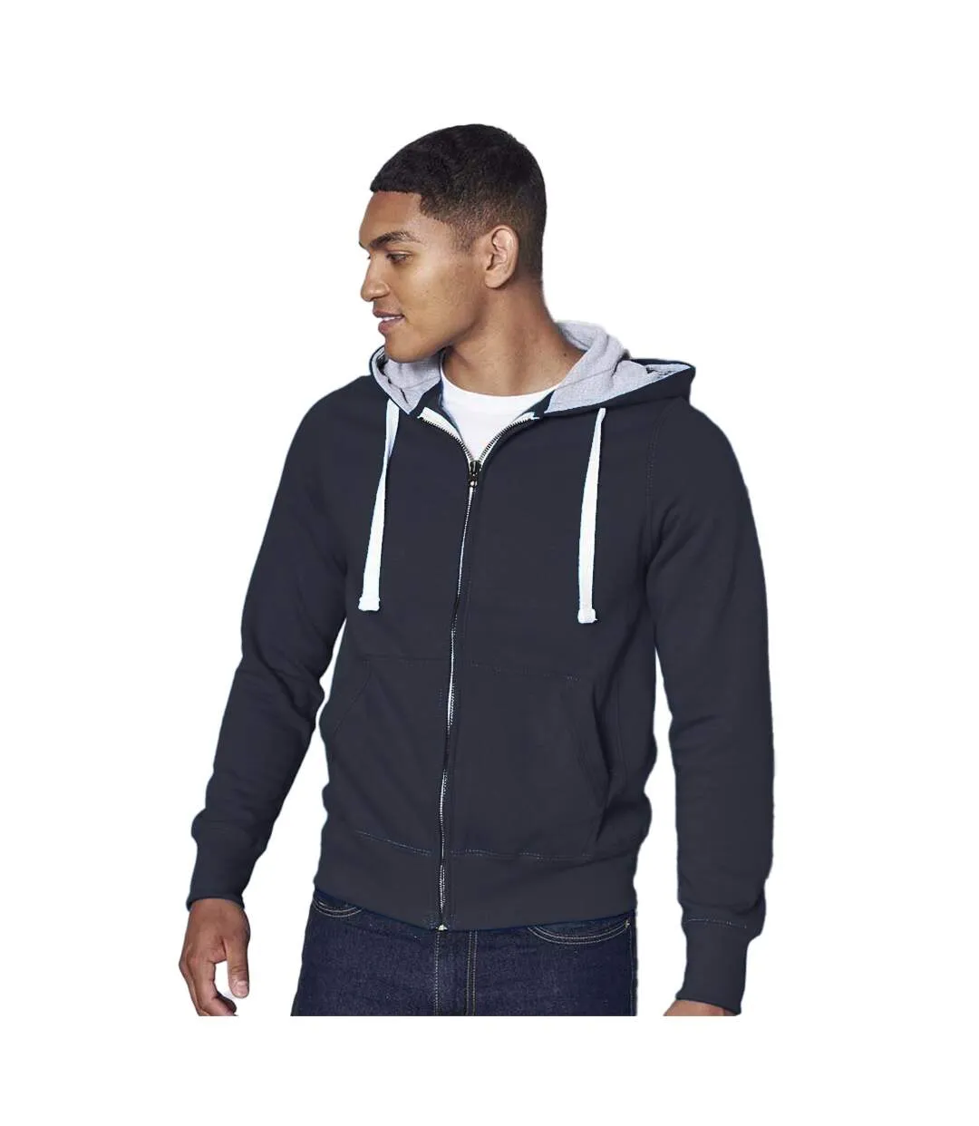 Awdis Chunky Premium Heavyweight Hooded Sweatshirt / Hoodie / Zoodie (French Navy (Grey Inner)) - UTRW181