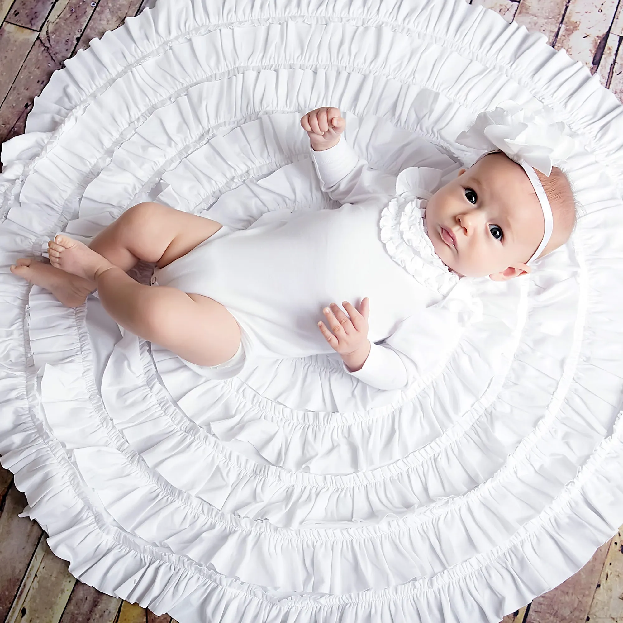 Baby Girls White Cotton Blanket (86cm)