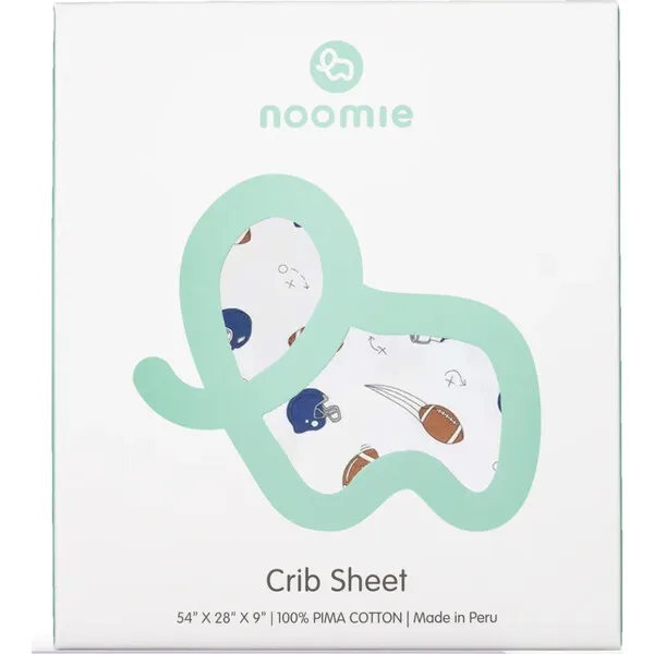 Baby Noomie Football Fan Cotton Crib Sheet, White