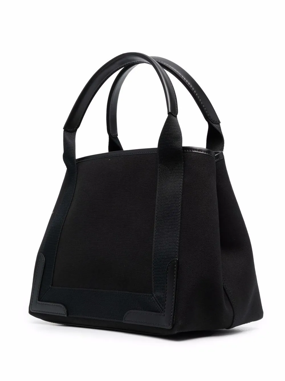 BALENCIAGA Small Black Canvas Logo Tote Handbag with Removable Pouch for Women