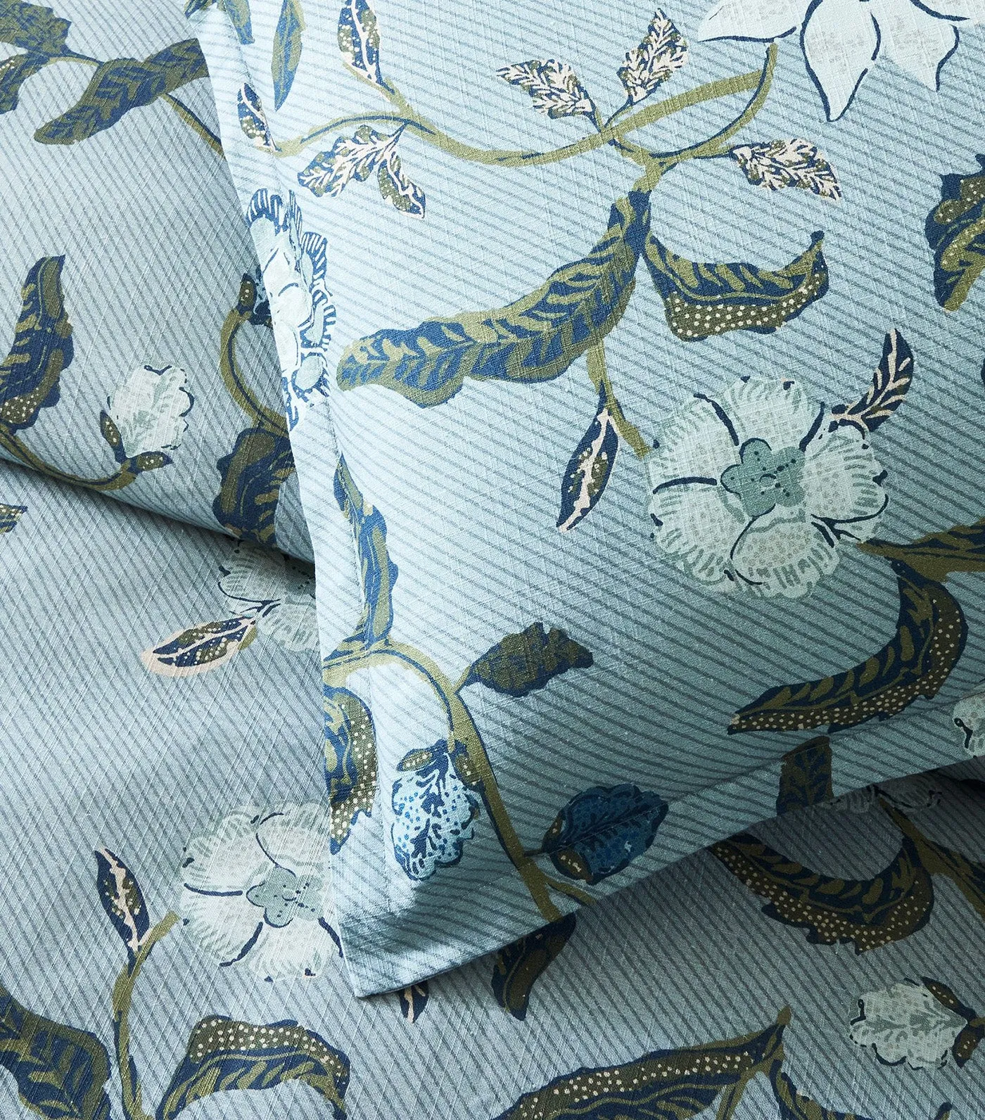 Batik Floral Duvet Cover & Shams Arctic Blue