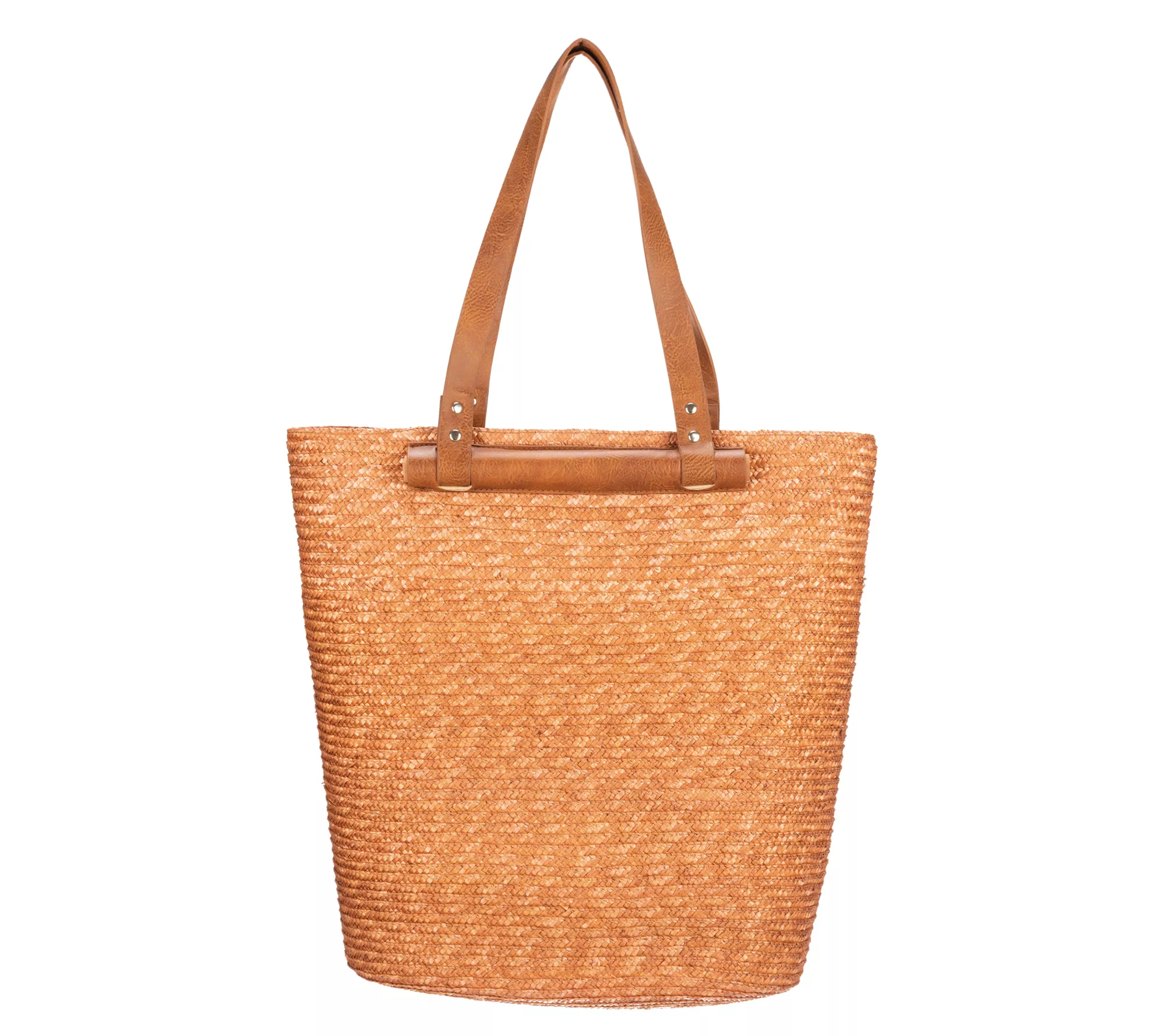 Bay Sky by San Diego Hat Wheat Straw Tote w/Leather Handles