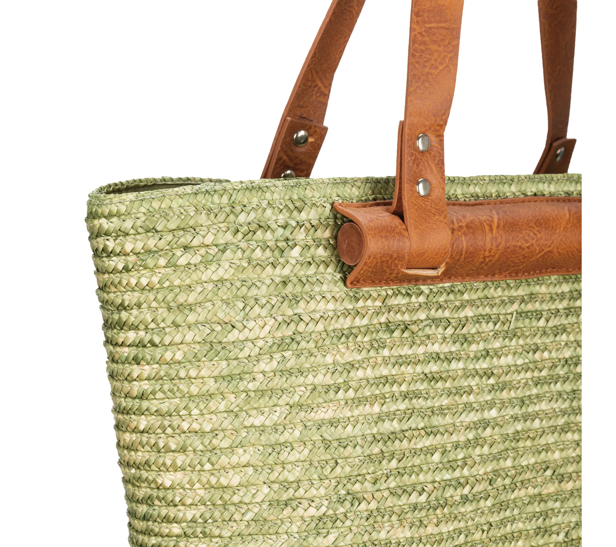 Bay Sky by San Diego Hat Wheat Straw Tote w/Leather Handles