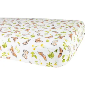 Bebe Au Lait Oh-So-Soft Bamboo Blend Muslin Crib Sheet, Butterfly