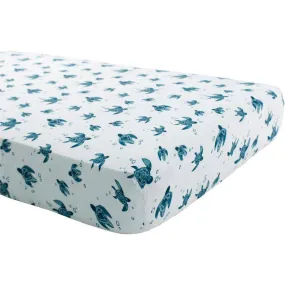 Bebe Au Lait Oh-So-Soft Bamboo Blend Muslin Crib Sheet, Sea Turtles