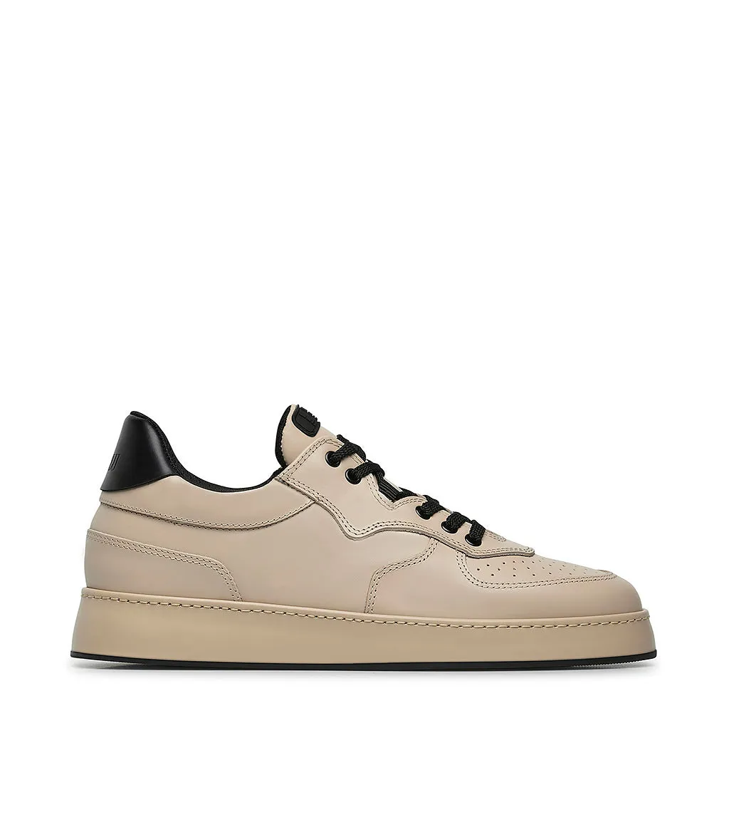 Beige and black leather sneakers