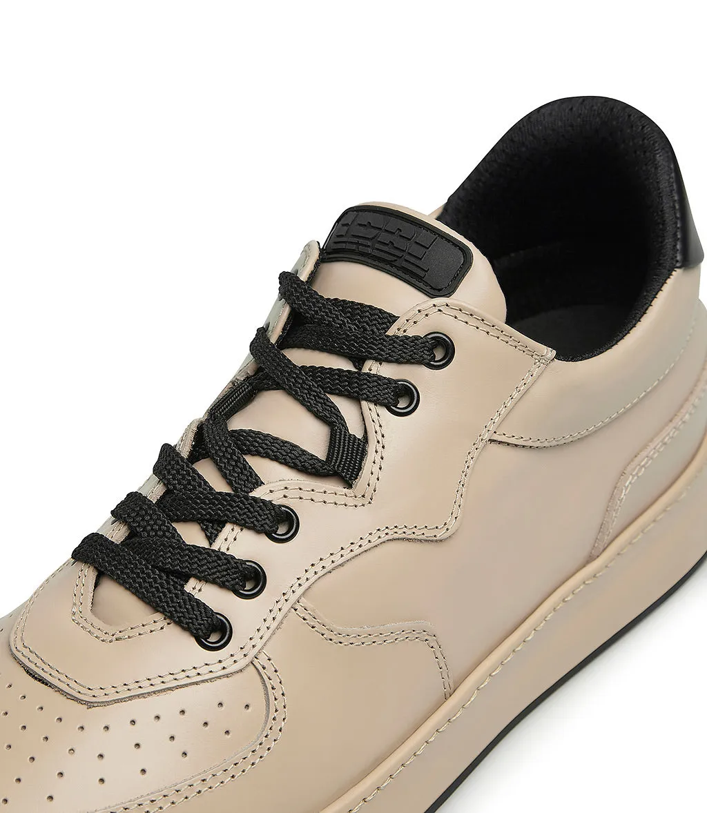 Beige and black leather sneakers