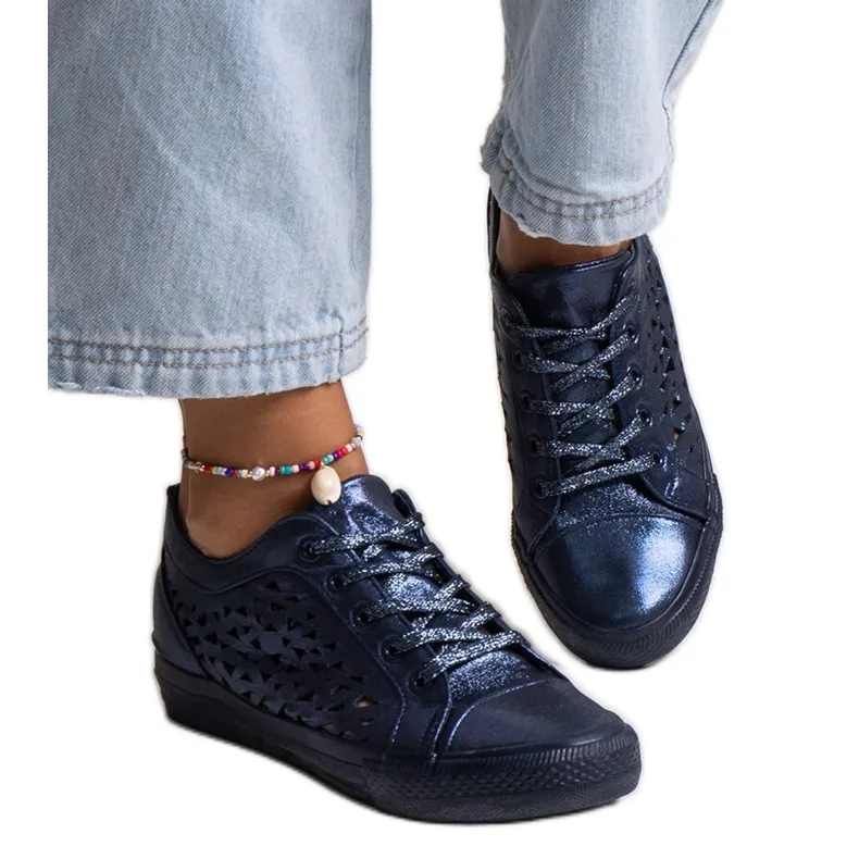 Bez marki Navy blue openwork Safune sneakers