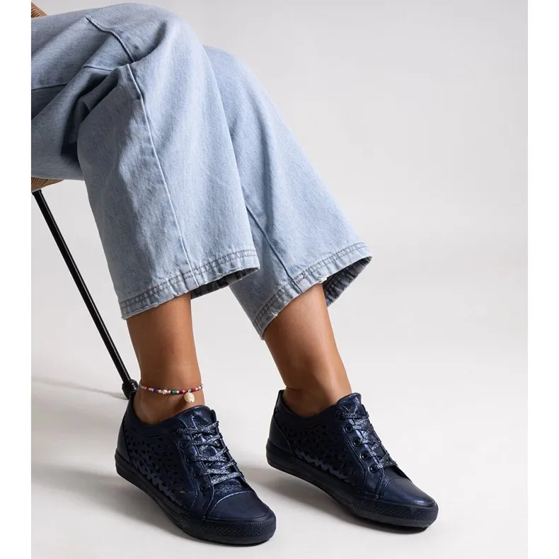 Bez marki Navy blue openwork Safune sneakers