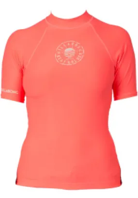 Billabong Logo Womens Rash Vest 2016 - Neon Coral