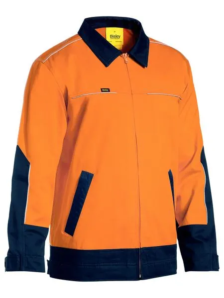 Bisley Two Tone Hi Vis Liquid Repellent Cotton Drill Jacket (BJ6917)-