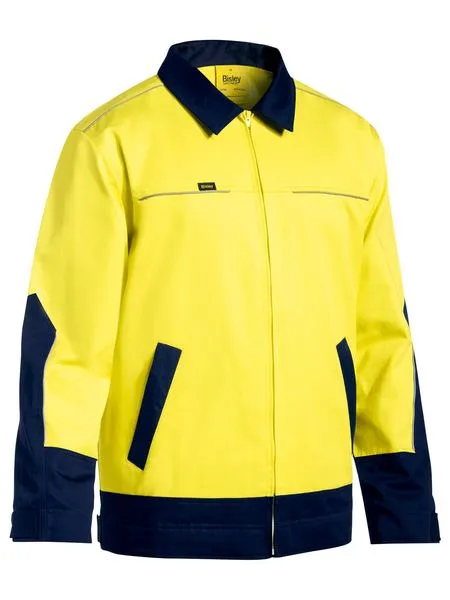 Bisley Two Tone Hi Vis Liquid Repellent Cotton Drill Jacket (BJ6917)-