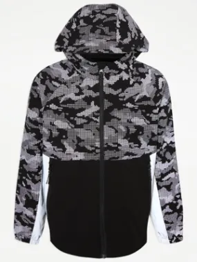 Black Camouflage Reflective Lightweight Jacket | Kids | George at ASDA