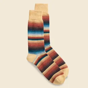 Blanket Stripe Crew Sock - Mustard