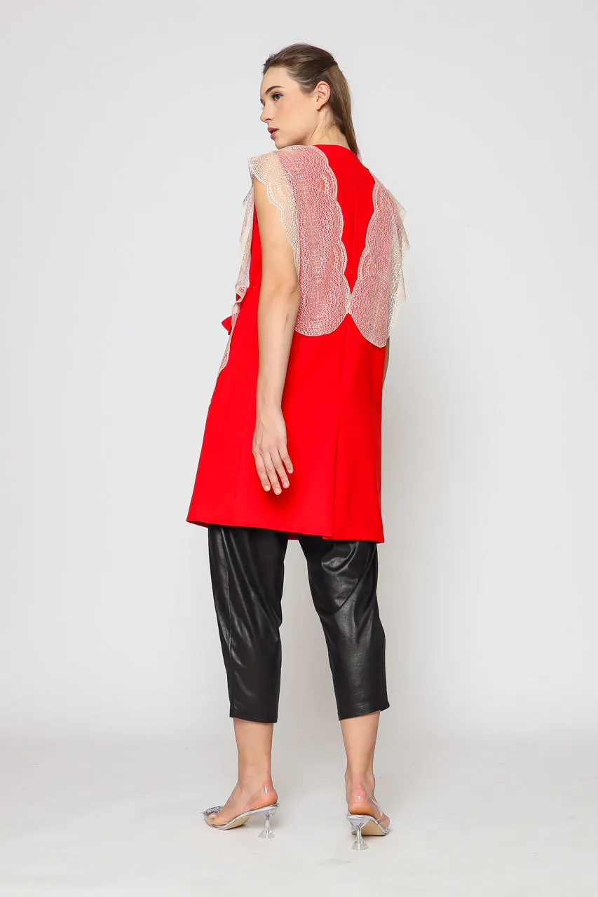 Bloom Et Champs Vest merah Renda Obi Kerut