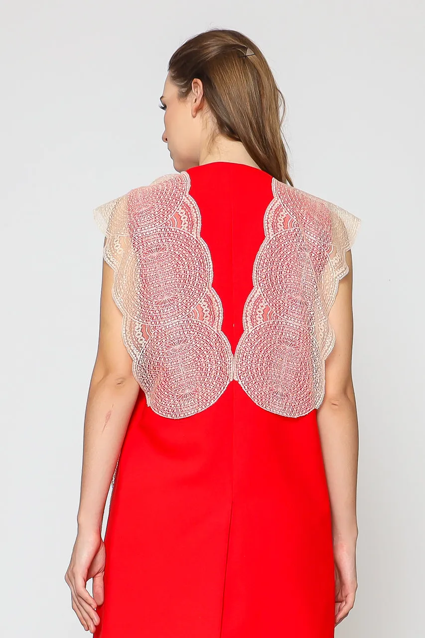 Bloom Et Champs Vest merah Renda Obi Kerut