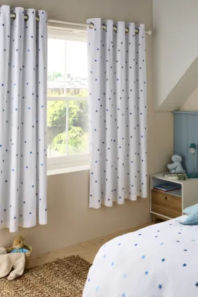 Blue Star Embroidered Star Eyelet Eyelet Blackout Curtains