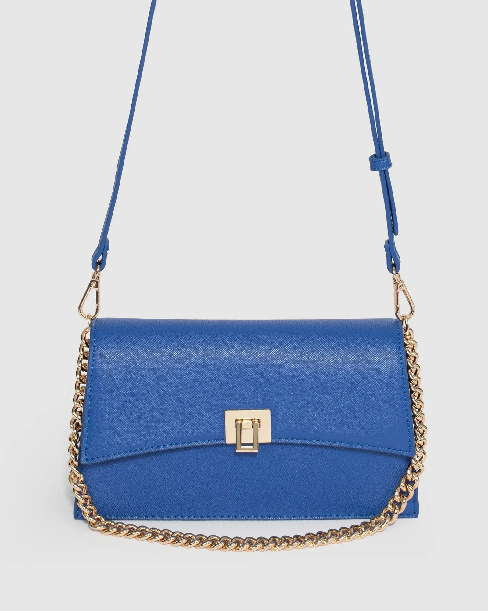 Blue Yamini Lock Shoulder Bag