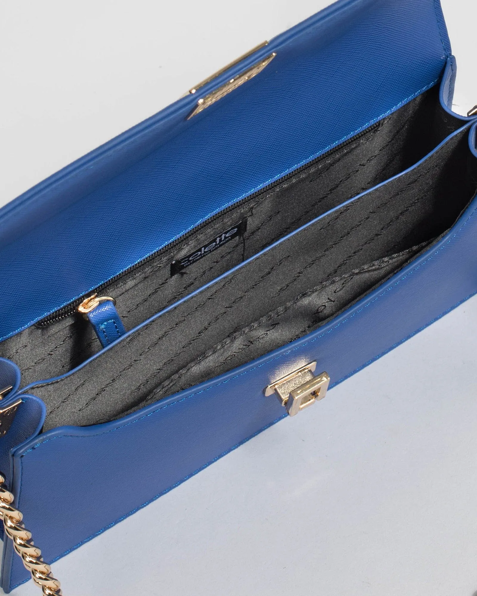 Blue Yamini Lock Shoulder Bag