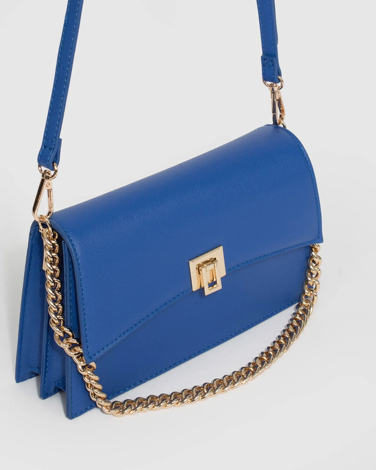 Blue Yamini Lock Shoulder Bag