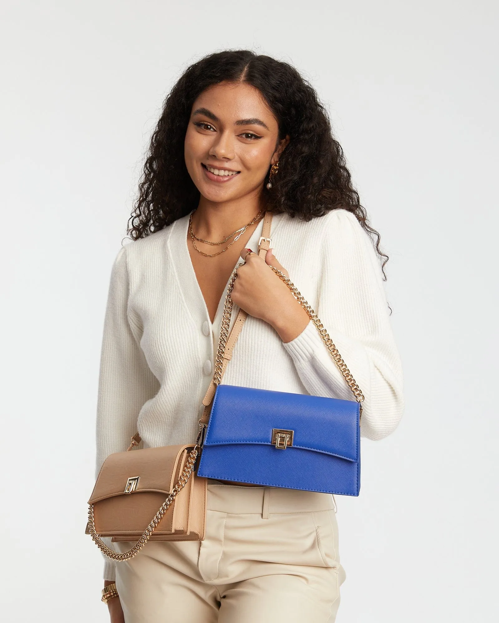 Blue Yamini Lock Shoulder Bag