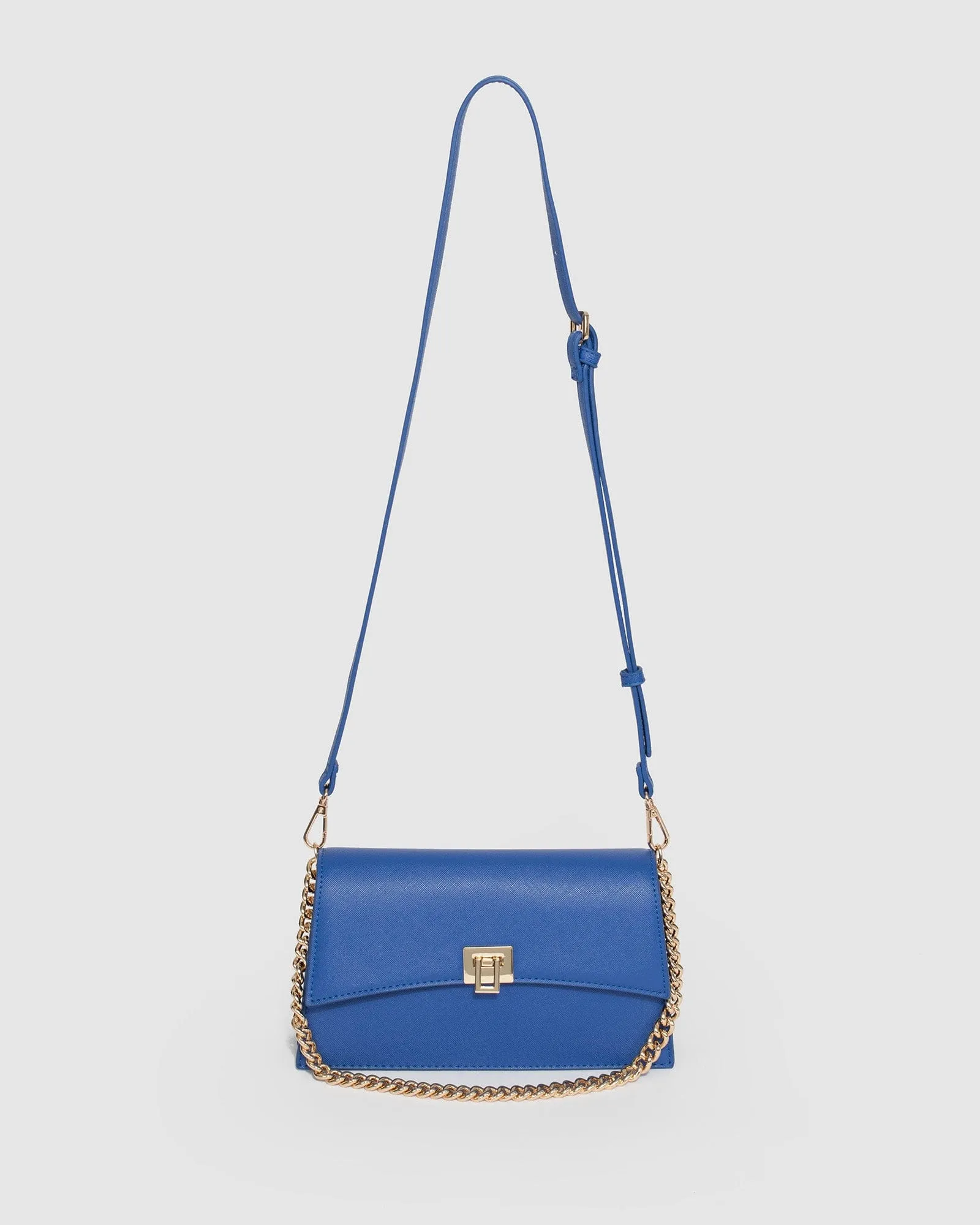 Blue Yamini Lock Shoulder Bag