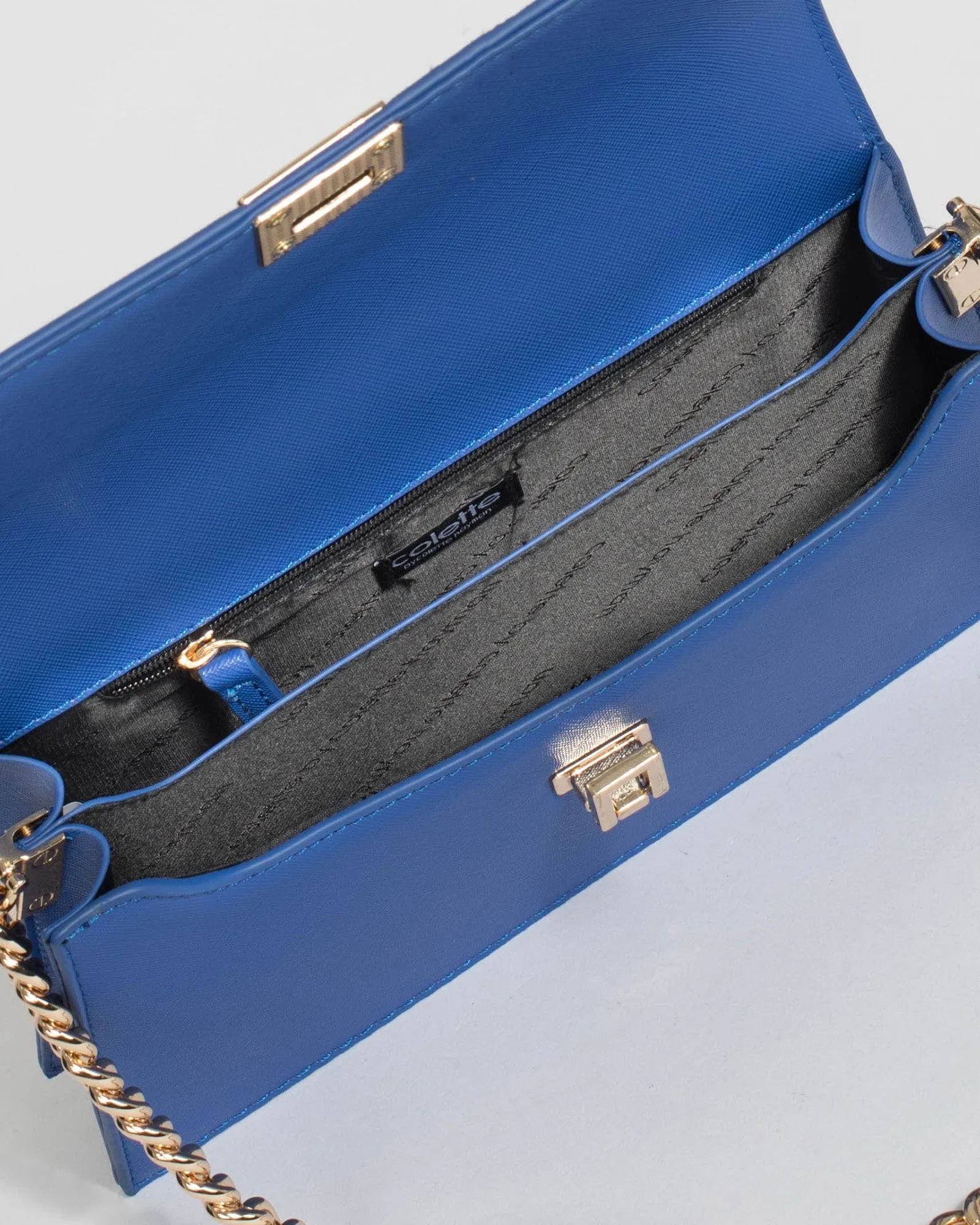 Blue Yamini Lock Shoulder Bag