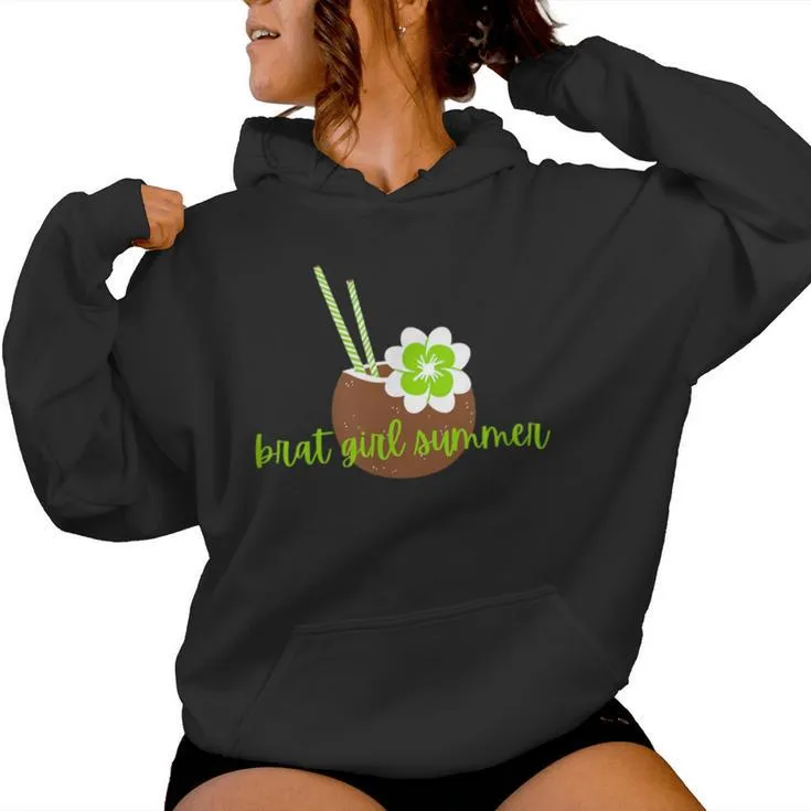 Brat Girl Summer Kamala Is Brat Lime Green Coconut Tree 24 Women Hoodie