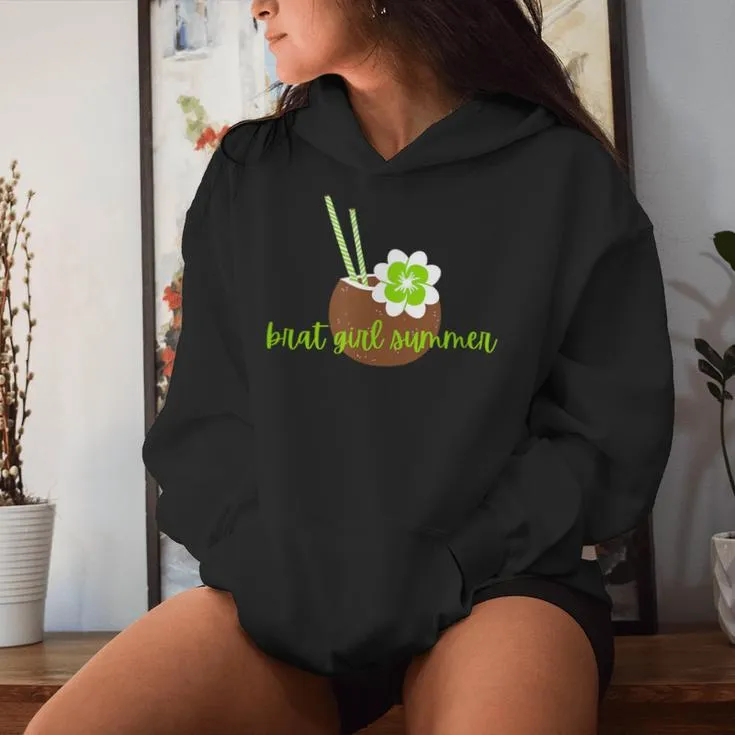 Brat Girl Summer Kamala Is Brat Lime Green Coconut Tree 24 Women Hoodie