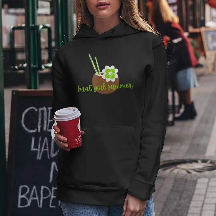 Brat Girl Summer Kamala Is Brat Lime Green Coconut Tree 24 Women Hoodie