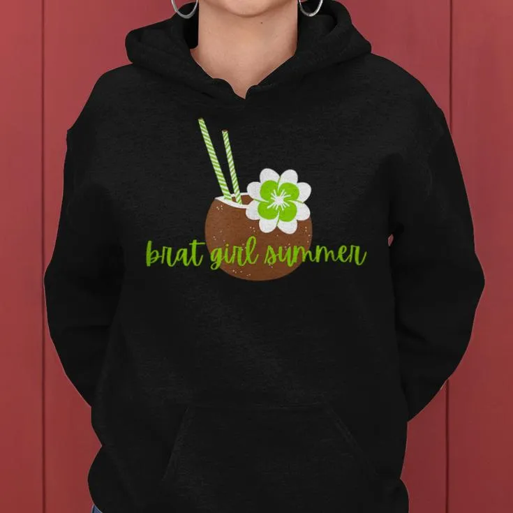 Brat Girl Summer Kamala Is Brat Lime Green Coconut Tree 24 Women Hoodie