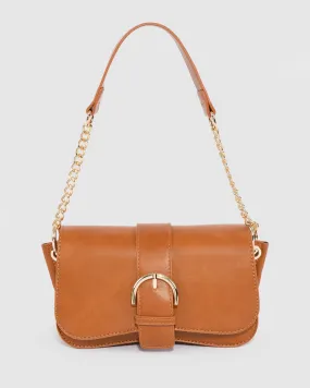 Brown Macy Buckle Shoulder Bag