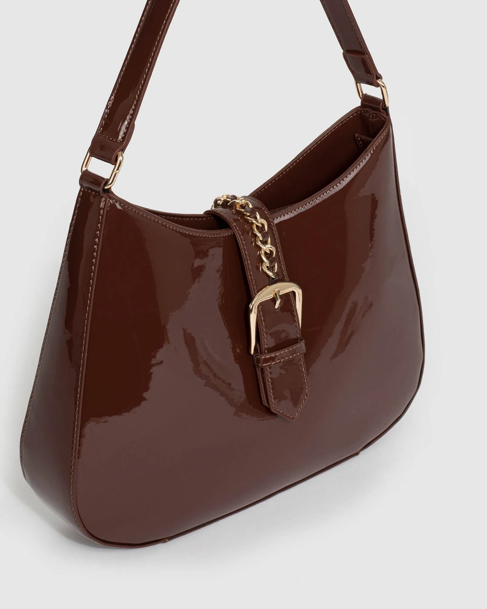 Brown Ulima Buckle Shoulder Bag