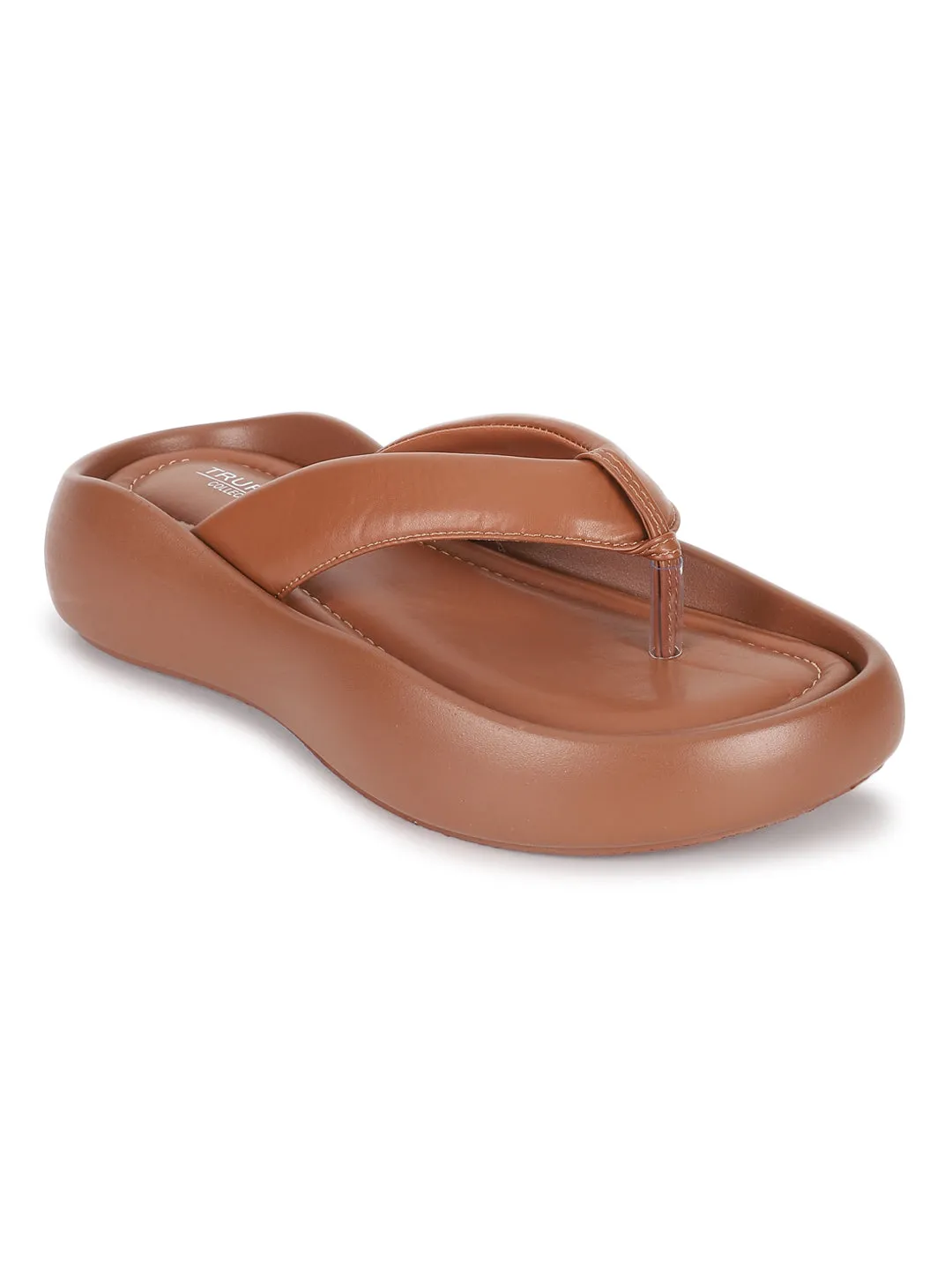 Camel PU T-Strap Stylish Flats (TC-RS3582-CML)