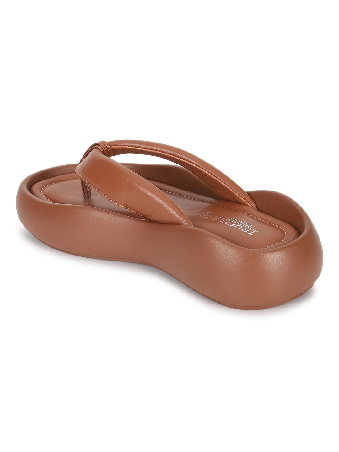 Camel PU T-Strap Stylish Flats (TC-RS3582-CML)