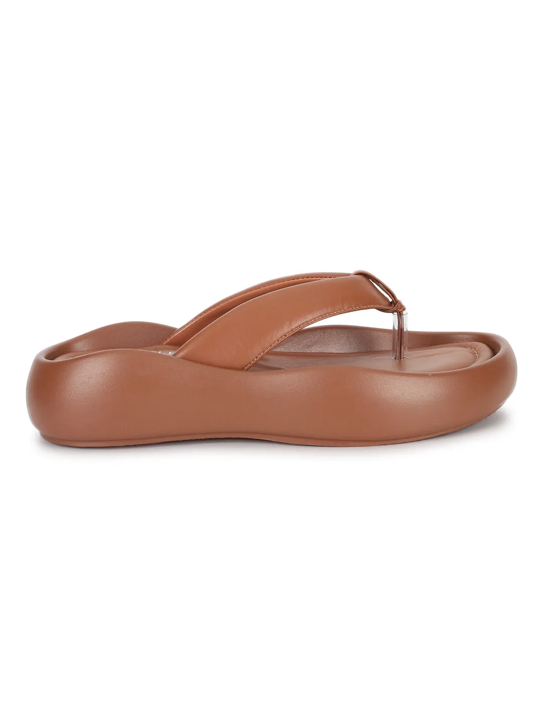 Camel PU T-Strap Stylish Flats (TC-RS3582-CML)