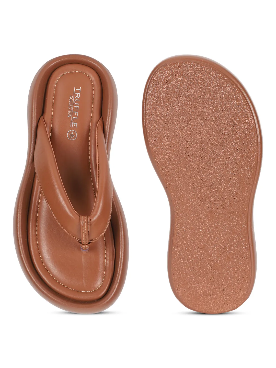 Camel PU T-Strap Stylish Flats (TC-RS3582-CML)