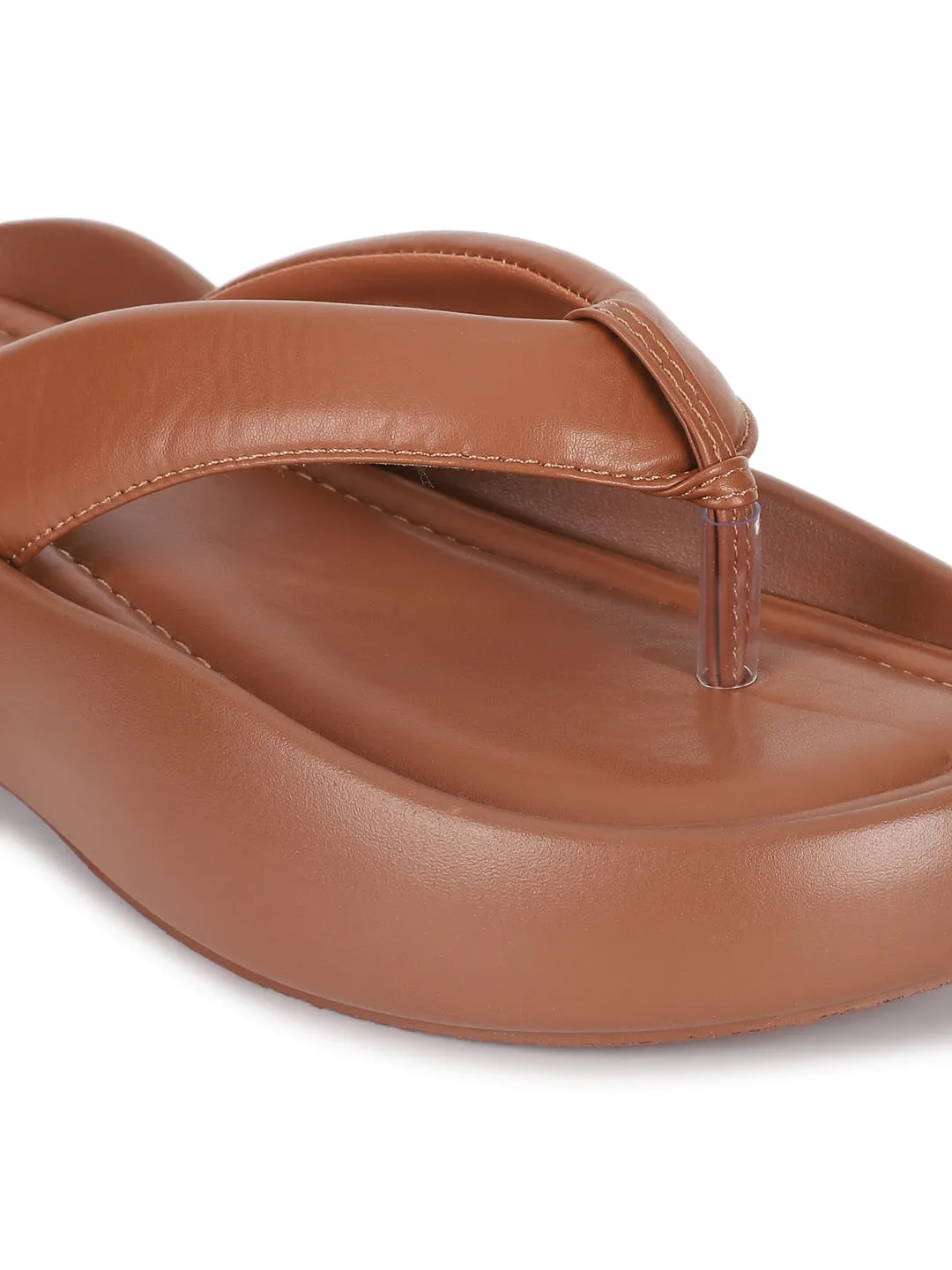 Camel PU T-Strap Stylish Flats (TC-RS3582-CML)