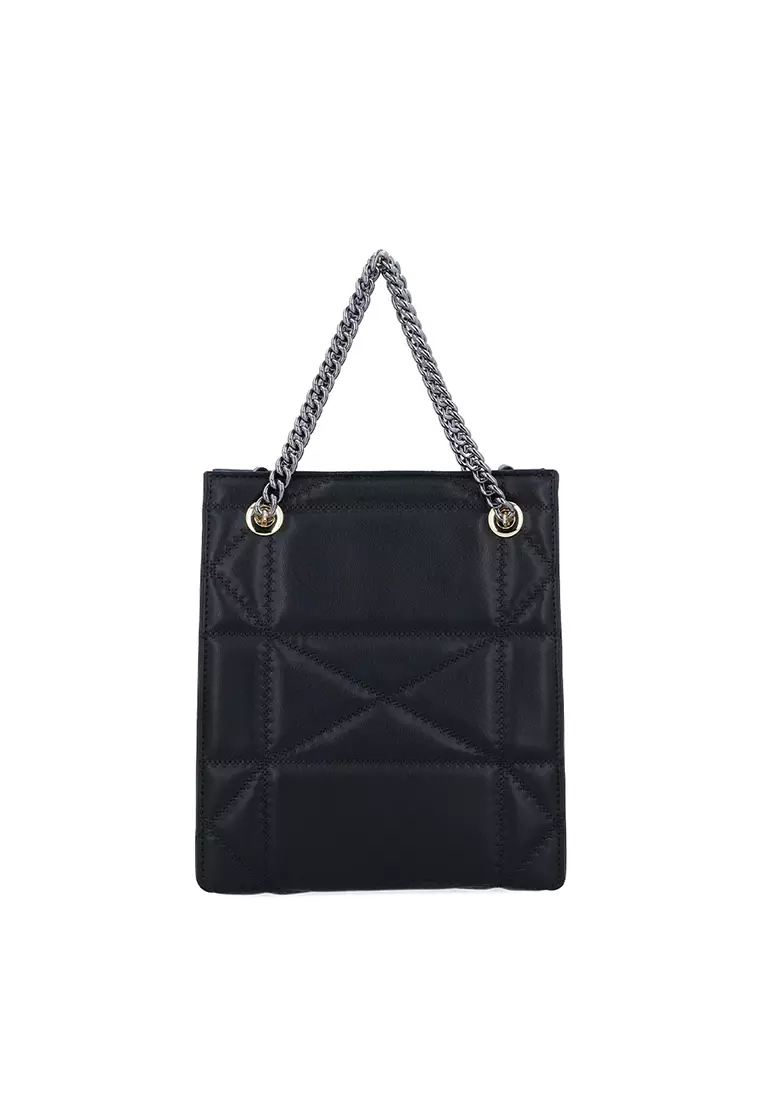 Carlo Rino Black Prism Quilted Small Shop Tote