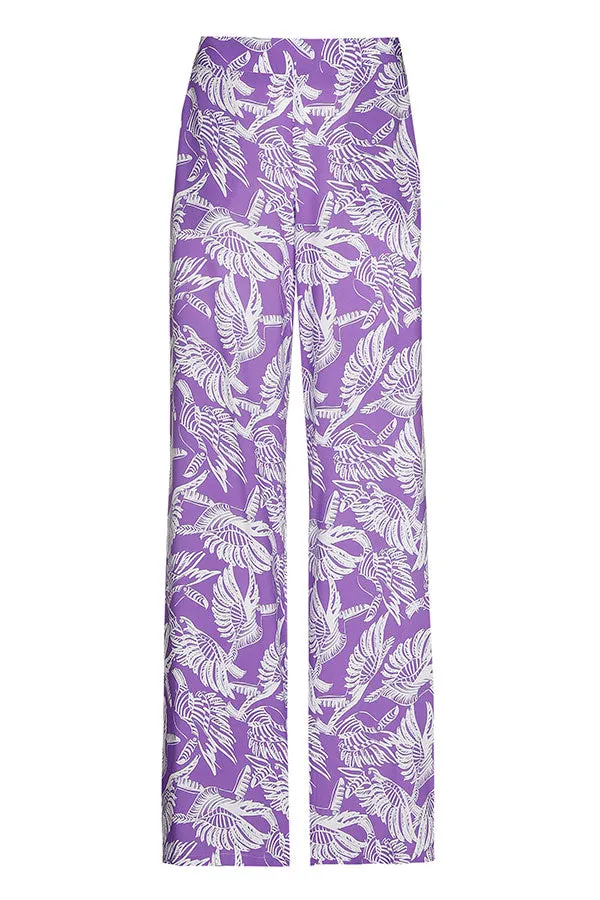 Caroline Biss BIRD PRINT LOOSE STRAIGHT TROUSERS