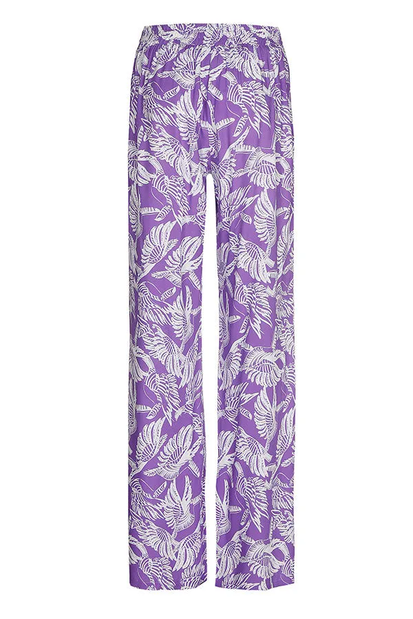 Caroline Biss BIRD PRINT LOOSE STRAIGHT TROUSERS