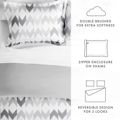 Casual Comfort Chevron Sleep Pattern Oversized Reversible Duvet Cover Set